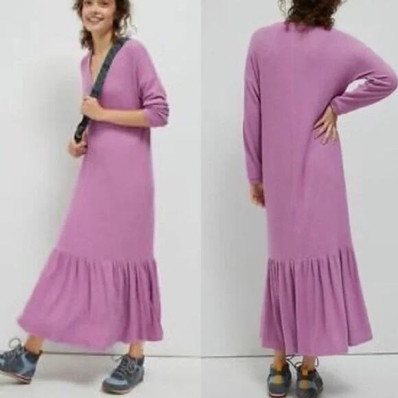 Saturday Sunday NWT Anthropologie Taylor Flounced Soft Ribbed Knit Maxi Dress - Picture 1 of 13